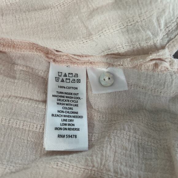 Cynthia Rowley Women's Top Size Large Blush Pink Cotton Blouse Shirt Boho Preppy - Picture 10 of 10